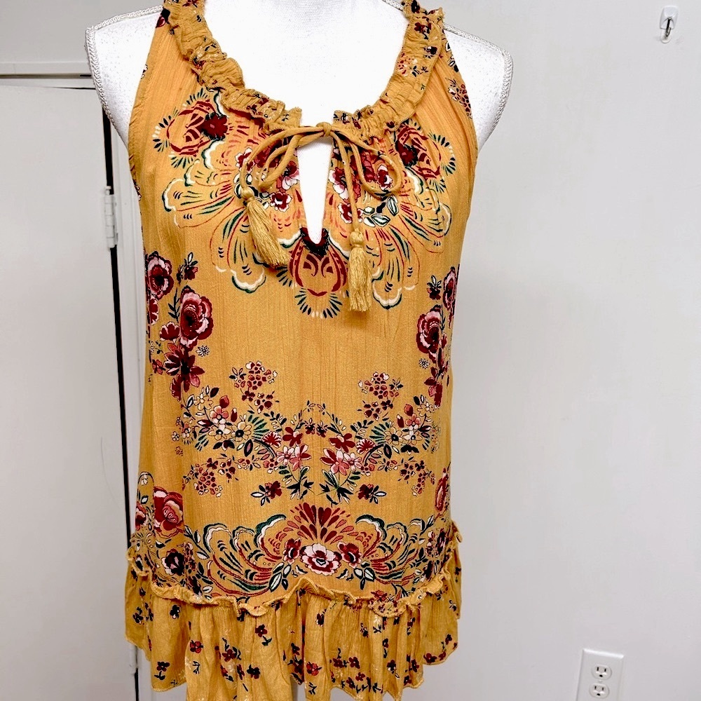 Bila Mustard Floral Tank Top